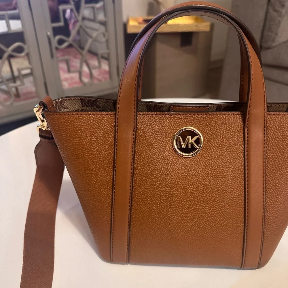 Michael Kors Hadleigh Small Double Handle Tote Bag in Luggage Leather